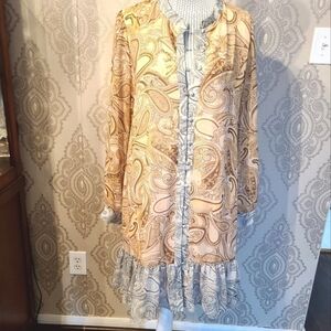 Laundry by Shelli Segal Ciffon Floral Paisley Design L/S Stylish Dress S…